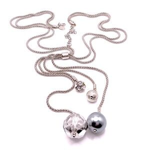 LIA SOPHIA Silver Tone Lariat Necklace 23” With 3” Extender
